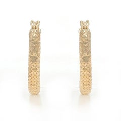 Yellow Gold Mesh Hoop Earrings - 14k Pierced