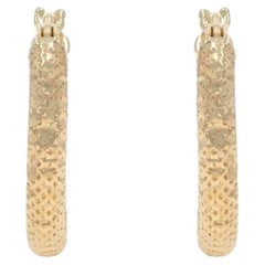 Yellow Gold Mesh Hoop Earrings - 14k Pierced