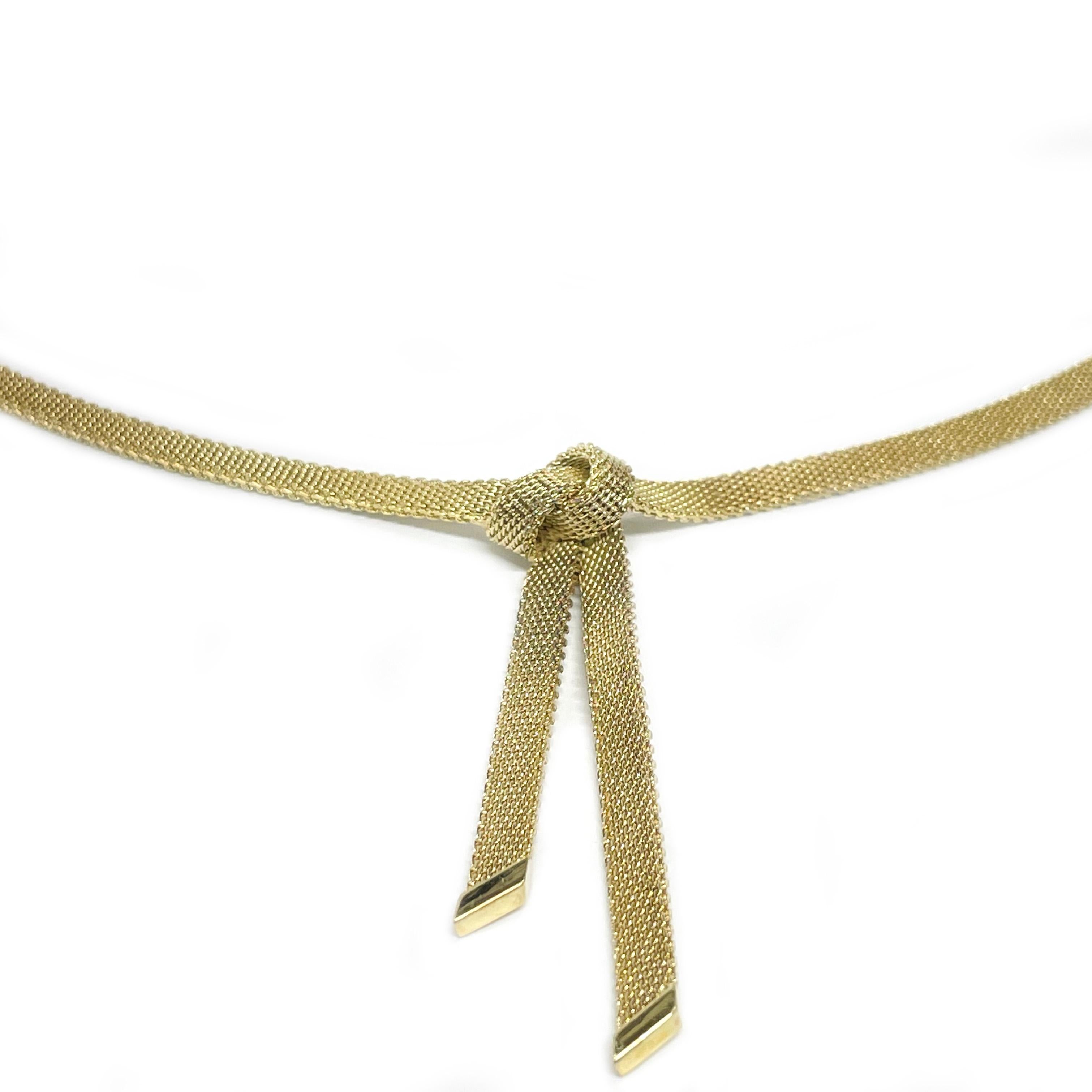 Gelbgold Mesh Knoten-Halskette (Retro) im Angebot