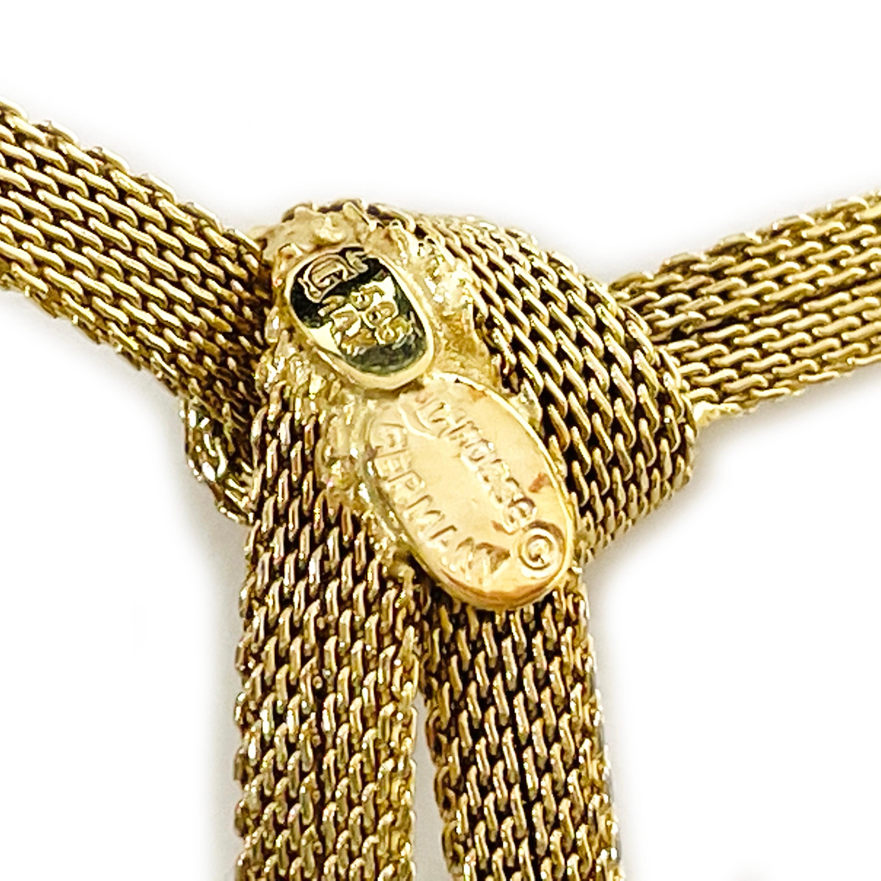 Yellow Gold Mesh Knot Necklace In Good Condition For Sale In Palm Desert, CA