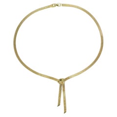 Retro Yellow Gold Mesh Knot Necklace