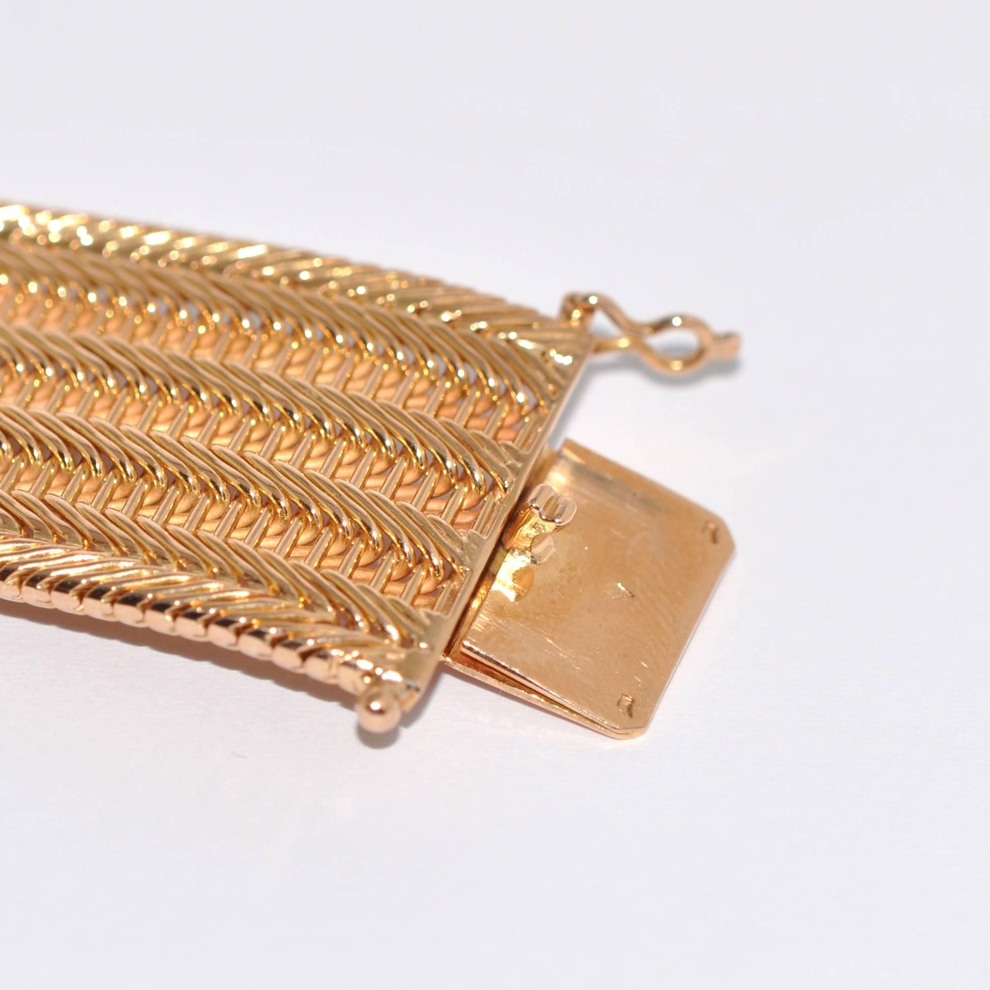 Women's Yellow Gold Mesh Rigid Bracelet