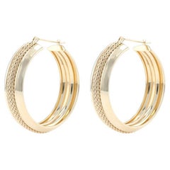 Boucles d'oreilles en or jaune à rayures en maille 14k Chaîne percée