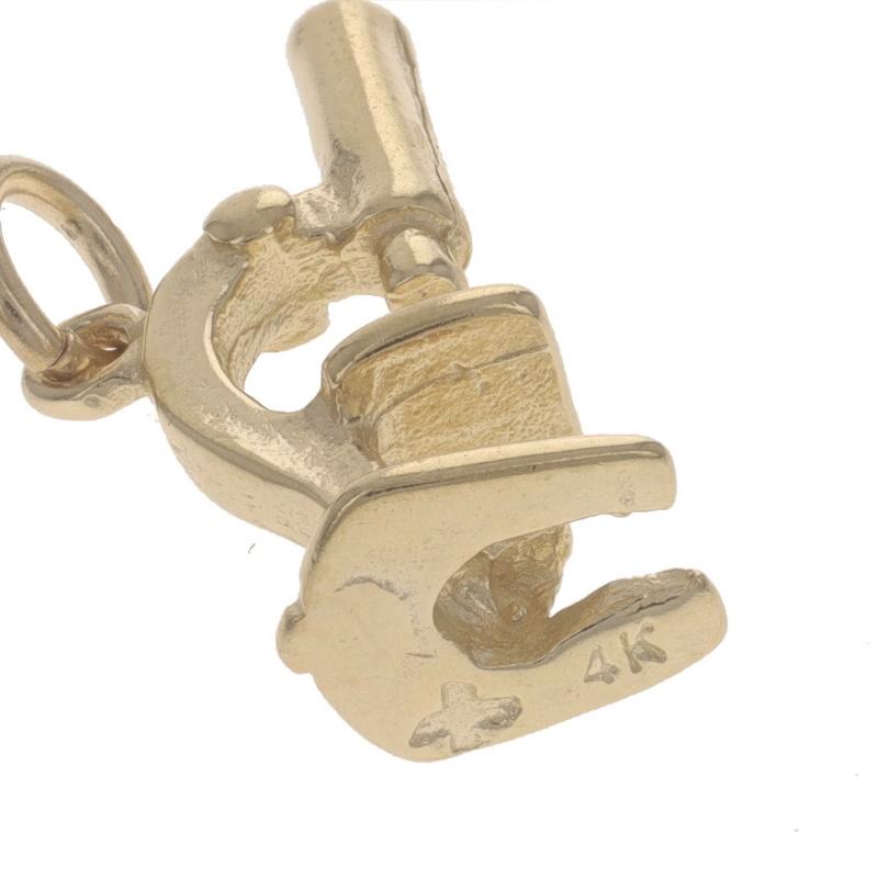 Yellow Gold Microscope Charm - 14k Science Medicine Research For Sale 1