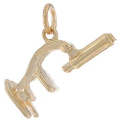 Yellow Gold Microscope Charm - 14k Science Medicine Research