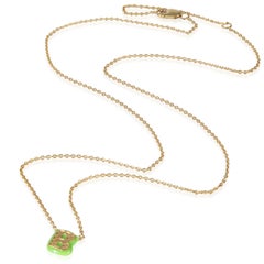 Yellow Gold  Mini Green Enamel Initial B Pendant