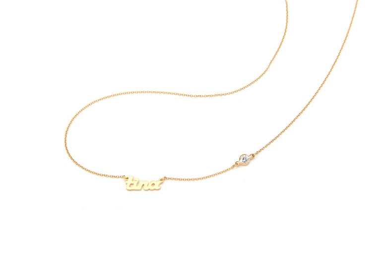 14kt Yellow Gold Mini Script Personalized Name Necklace with Two Names ...