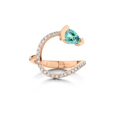 Yellow Gold Mint Tourmaline Diamond Cocktail Ring