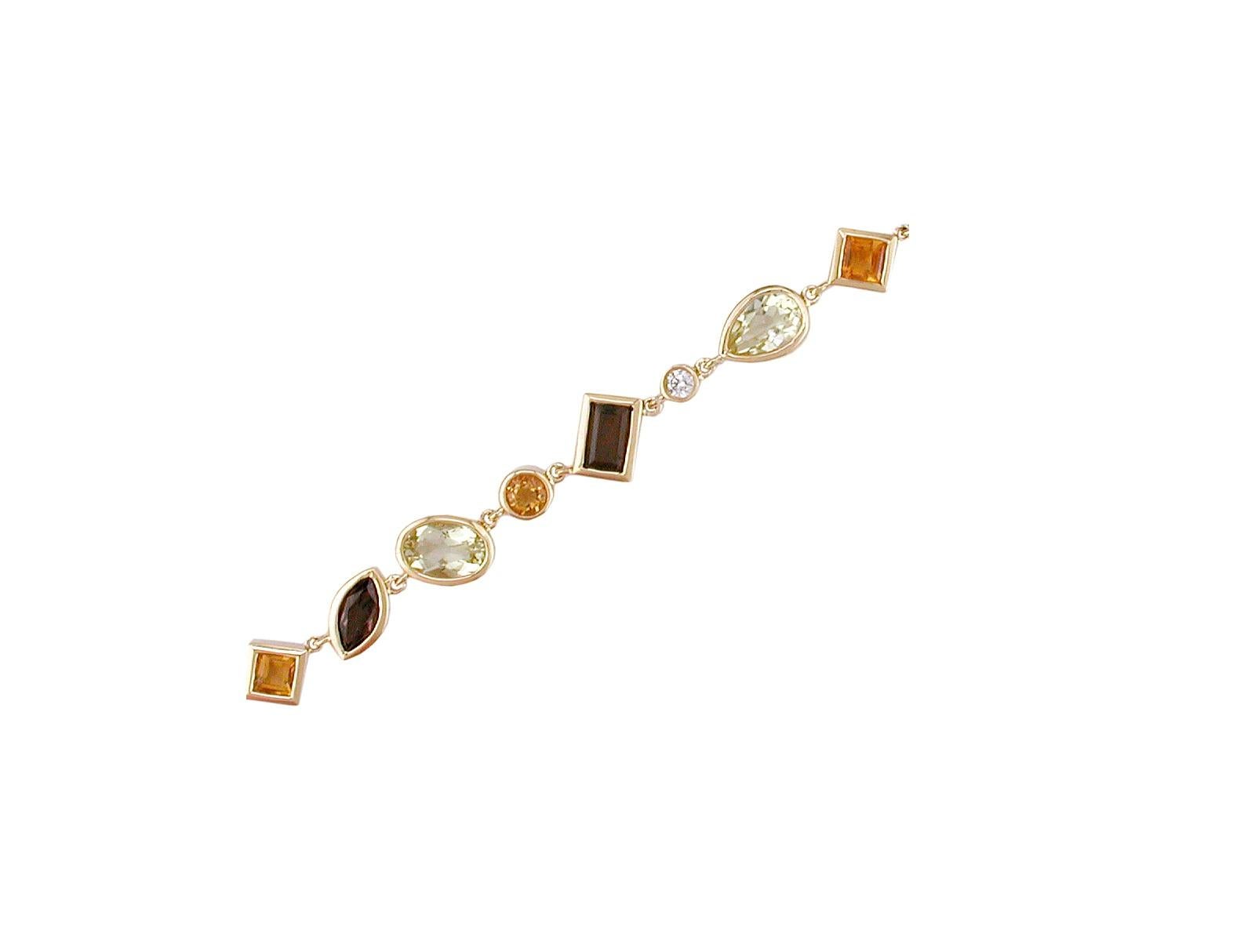 Hammerman Brothers Yellow Gold Mixed Shape Gemstone Bracelet In New Condition For Sale In New York, NY