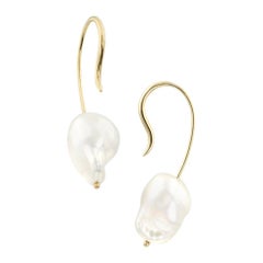 Yellow Gold Modern Baroque Pearl Earrings