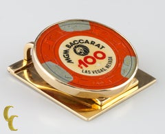 Yellow Gold Money Clip Featuring Vintage MGM Baccarat Casino Chip