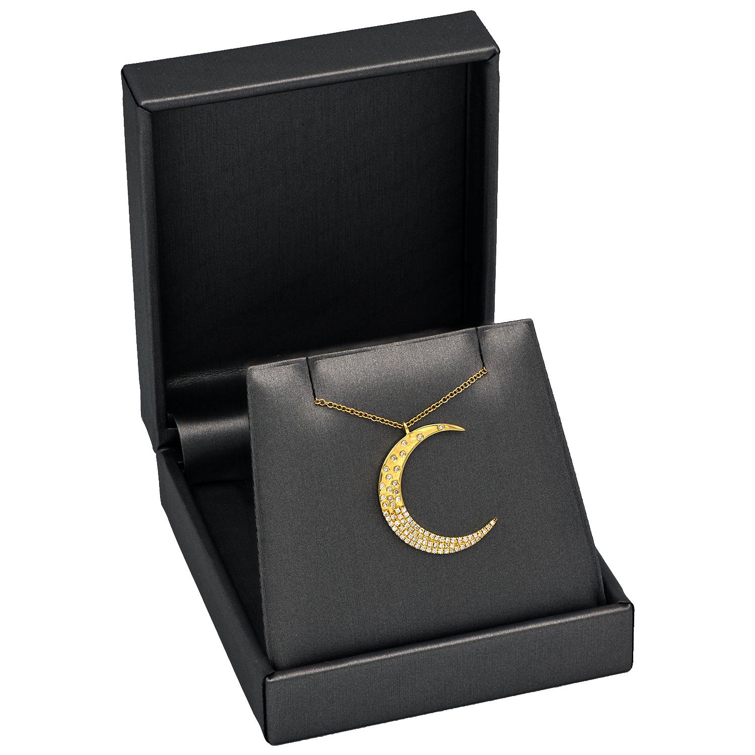 Contemporary Yellow Gold Moon Necklace For Sale