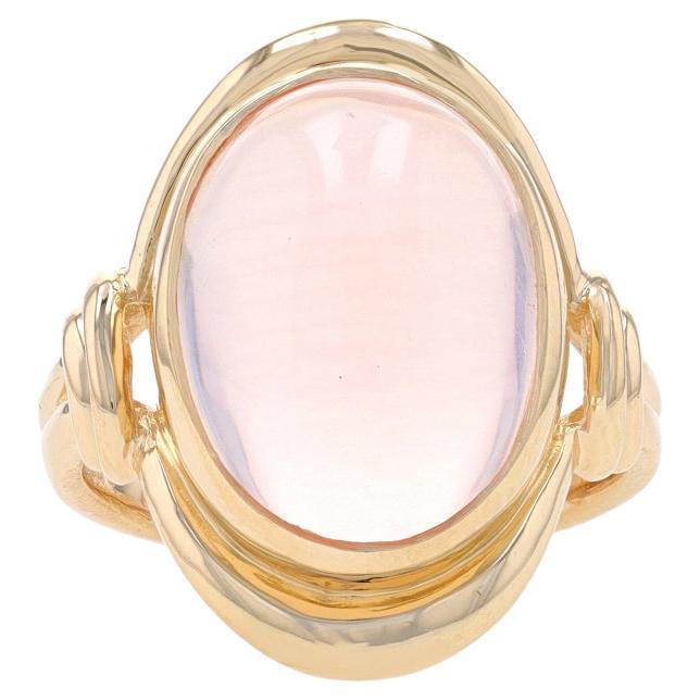 Yellow Gold Moonstone Cocktail Solitaire Ring - 14k Oval Cabochon 9.20ct For Sale