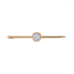 Yellow Gold Moonstone Edwardian Solitaire Bar Brooch 14k RndCab.90ct Antique Pin
