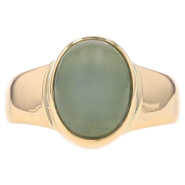 Yellow Gold Moonstone Solitaire Ring - 14k Oval Cabochon 4.10ct