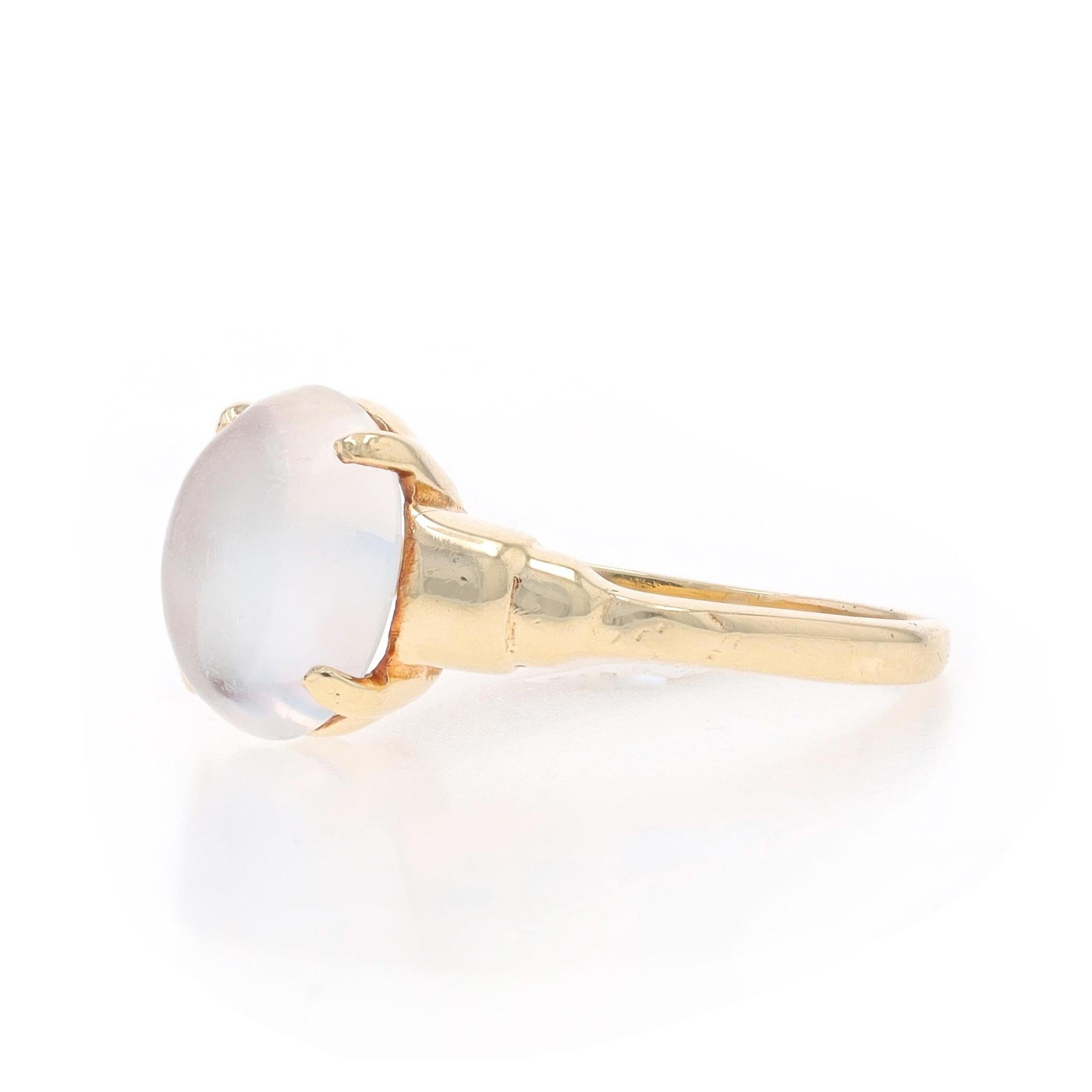 Yellow Gold Moonstone Vintage Solitaire Ring - 14k Oval Cabochon 1.95ct In Good Condition For Sale In Greensboro, NC