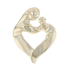 Yellow Gold Mother & Child Heart Pendant - 10k Family Love