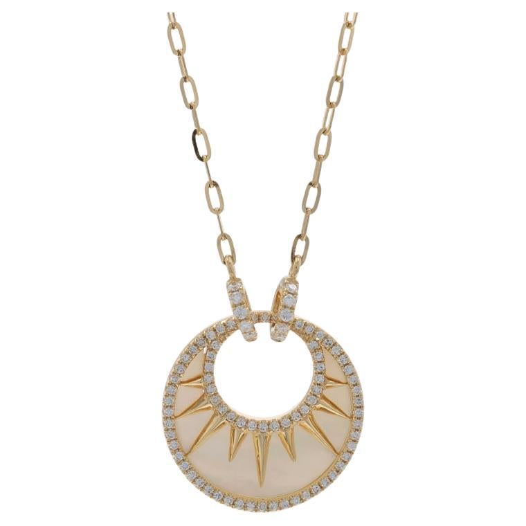 Collier céleste en or jaune nacre et diamant - 14k .26ctw Ajustable