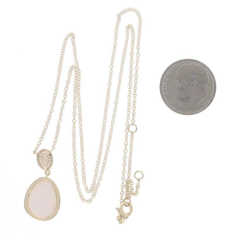 Women's Yellow Gold Mother of Pearl Diamond Starburst Pendant Necklace 17 3/4