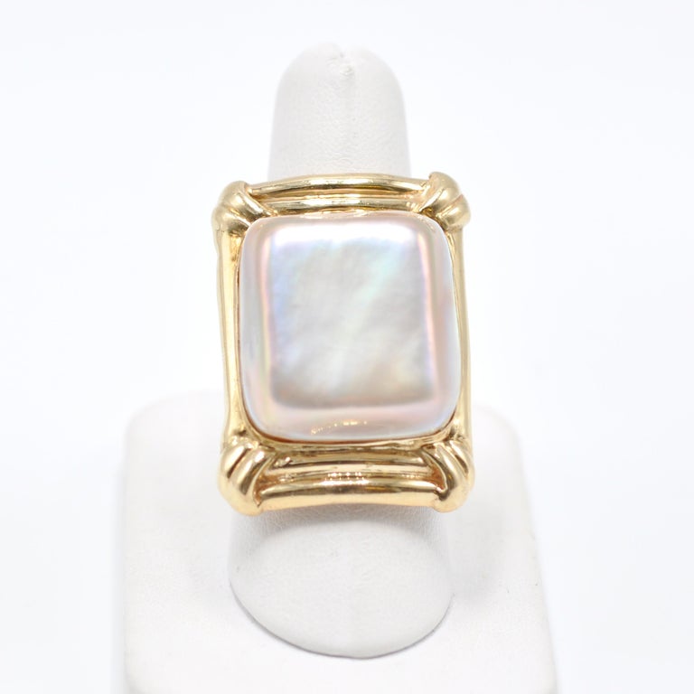 Yellow Gold MotherofPearl Ring at 1stDibs square mother of pearl ring, gold mother of pearl