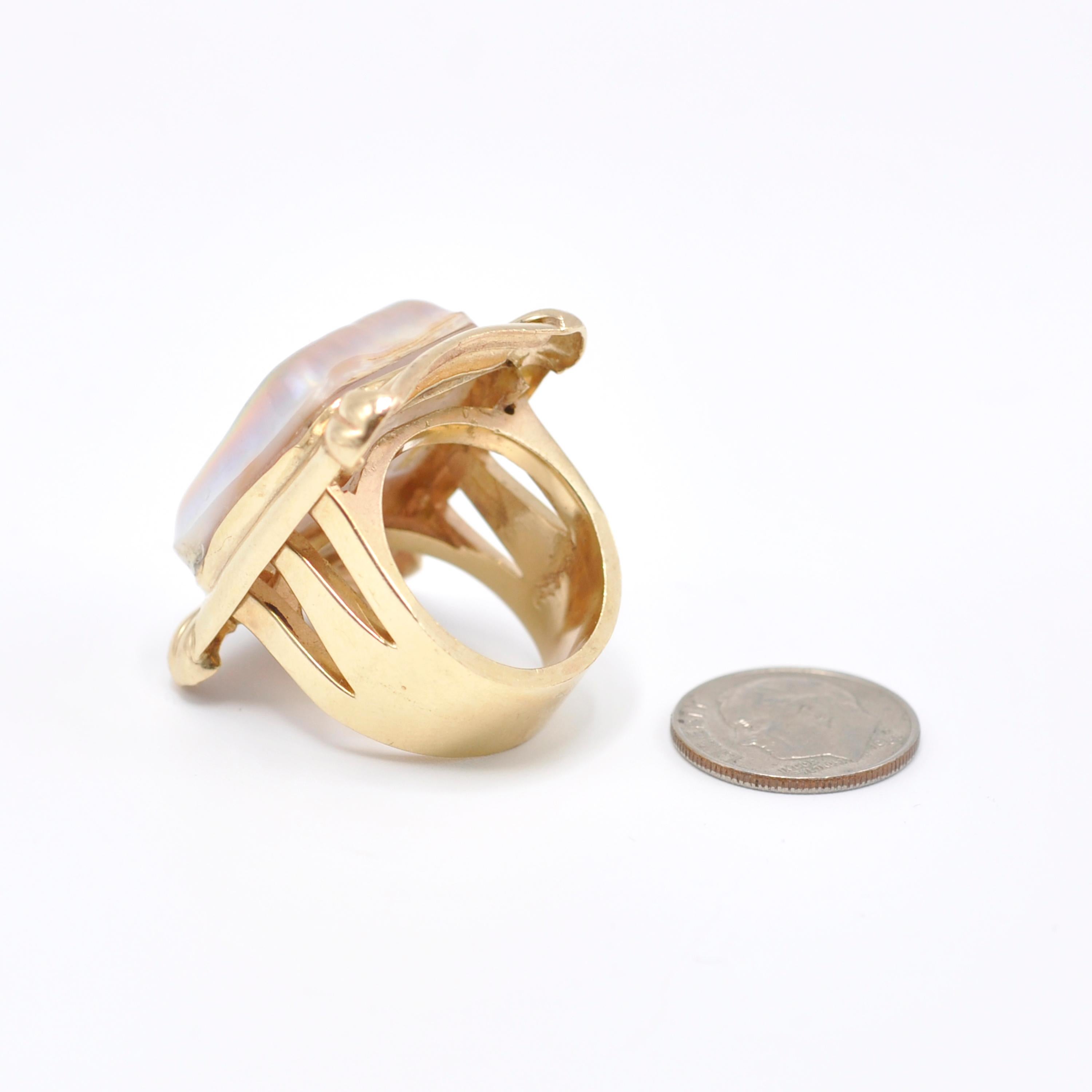 gold mother of pearl ring