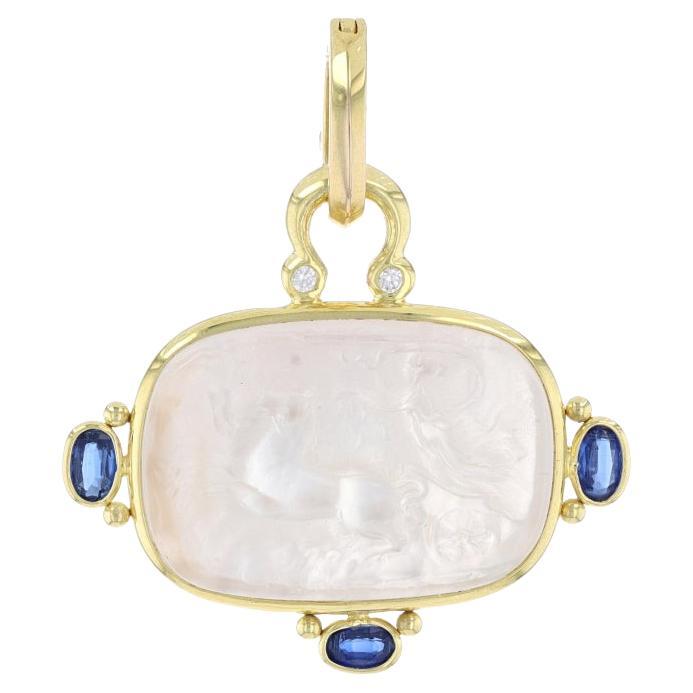 Pendentif en or jaune nacre de verre vénitien Kyanite 14k Cameo