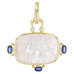 Pendentif en or jaune nacre de verre vénitien Kyanite 14k Cameo