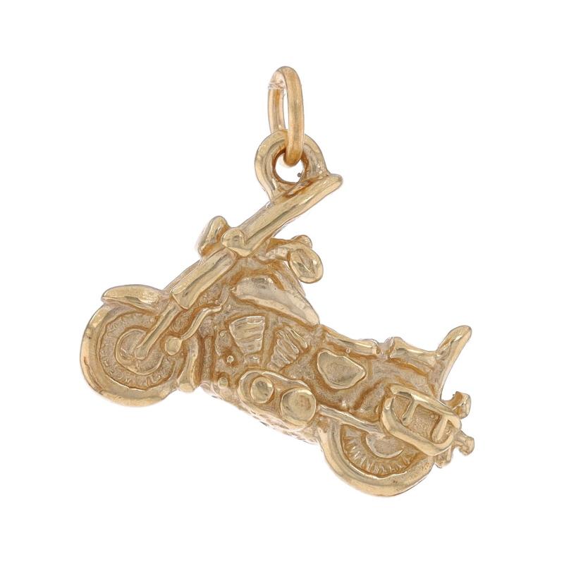 Metal Content: 14k Yellow Gold

Theme: Motorcycle, Transportation

Measurements

Tall (from stationary bail): 23/32