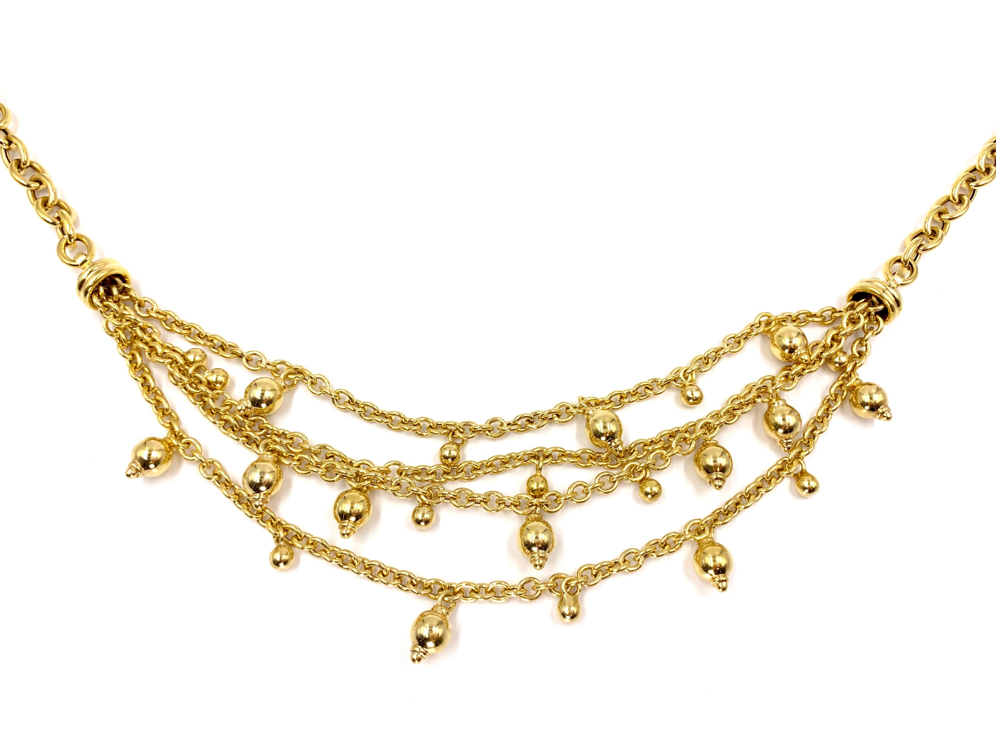 Revival Yellow Gold Multi-Chain Bib Style Necklace For Sale