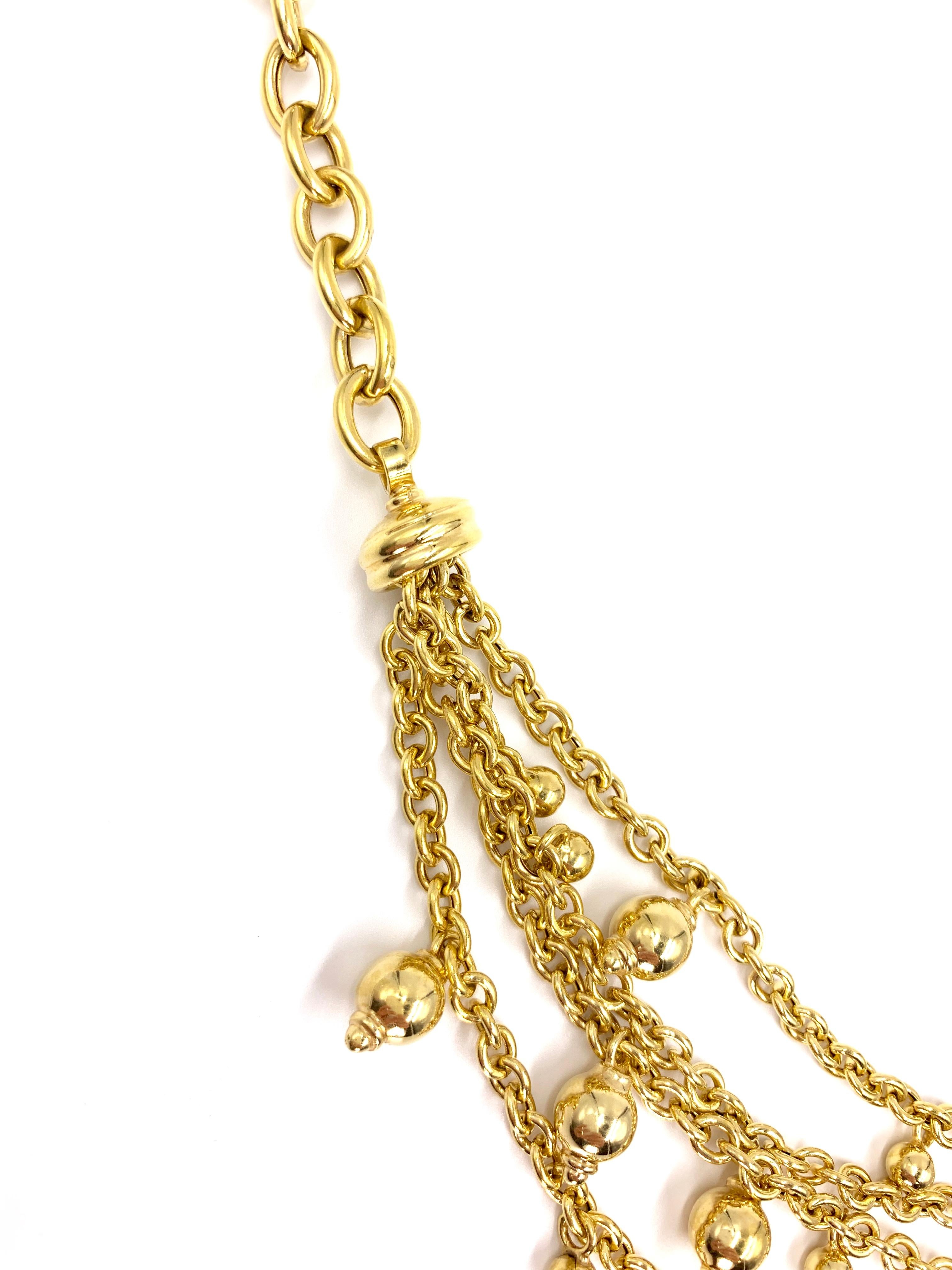 Yellow Gold Multi-Chain Bib Style Necklace In Excellent Condition For Sale In Pikesville, MD