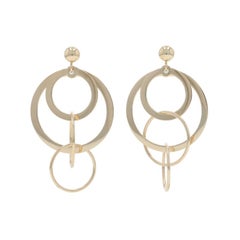 Yellow Gold Multi-Circle Dangle Earrings - 14k Pierced