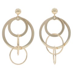 Yellow Gold Multi-Circle Dangle Earrings - 14k Pierced