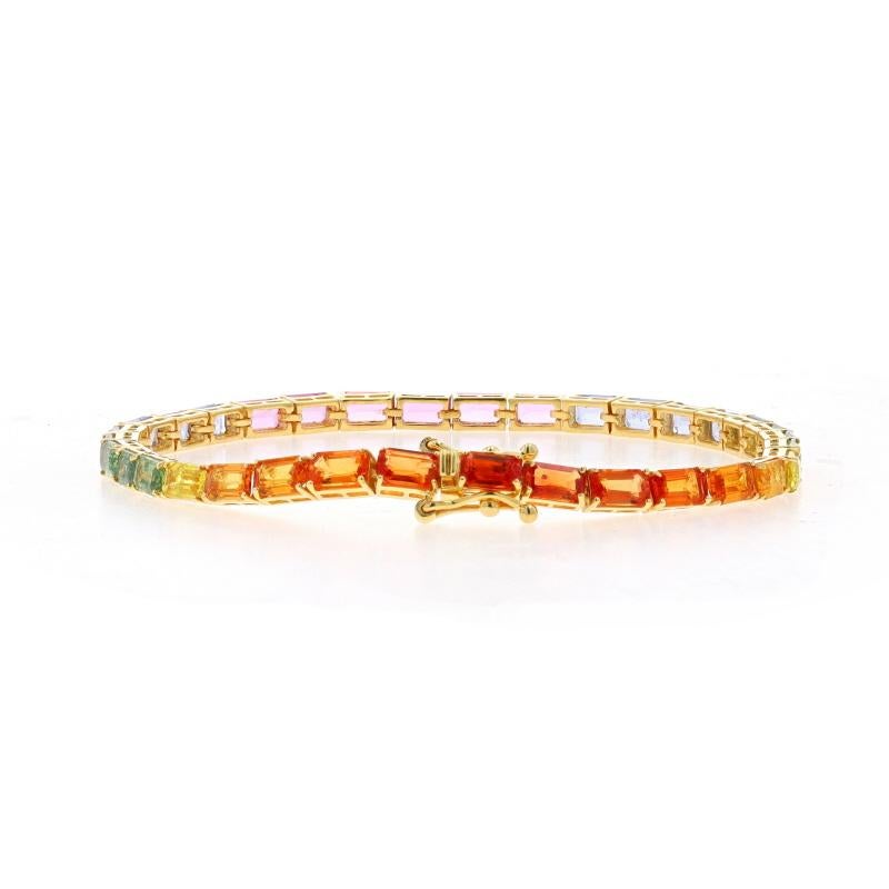 Gelbgold Mehrfarbiges Saphir-Tennisarmband 7