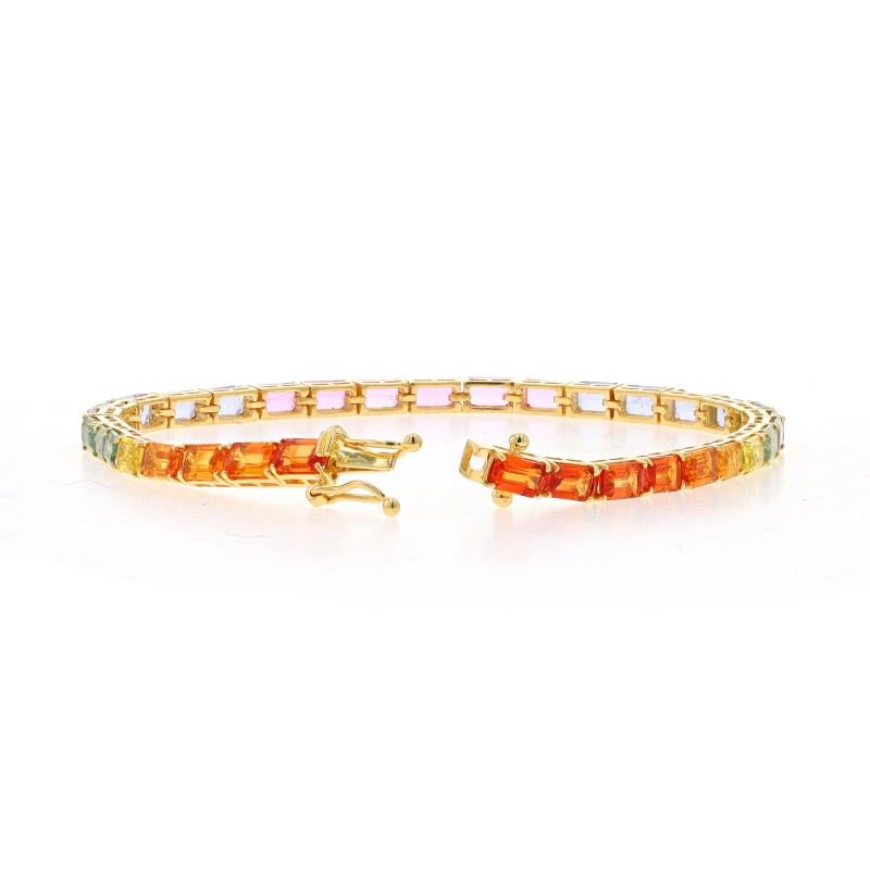 Gelbgold Mehrfarbiges Saphir-Tennisarmband 7