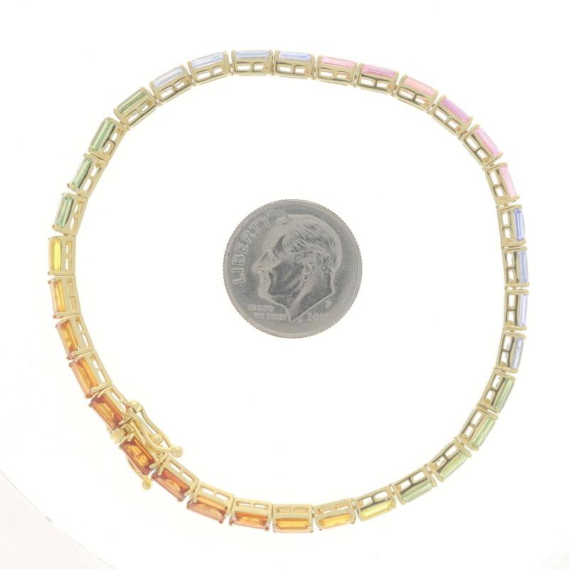 Gelbgold Mehrfarbiges Saphir-Tennisarmband 7