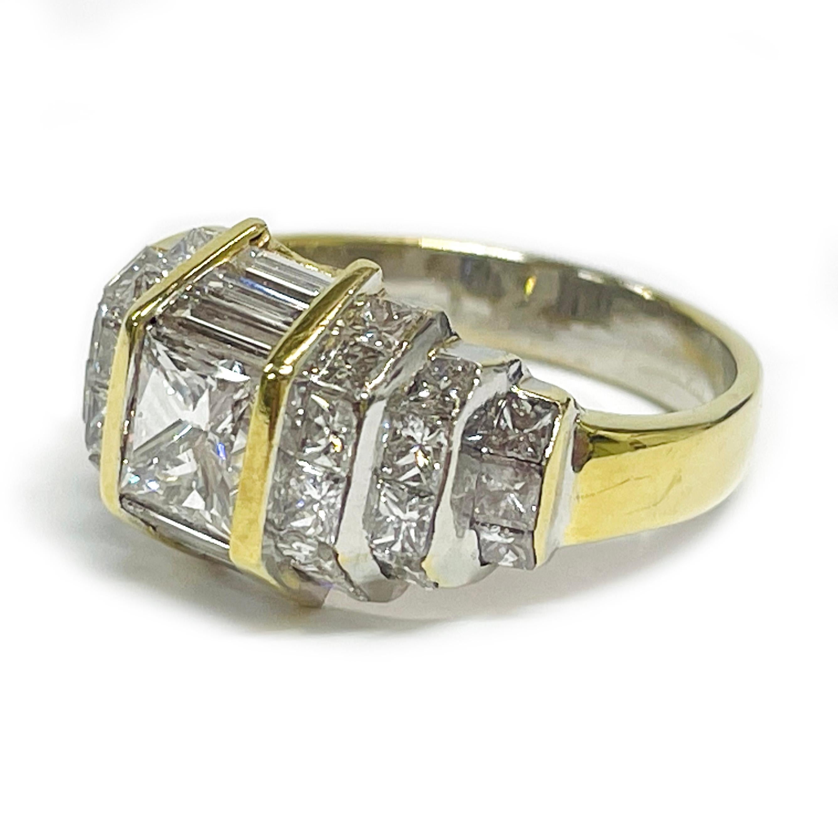 Rétro Bague en or jaune à diamants multiples en vente