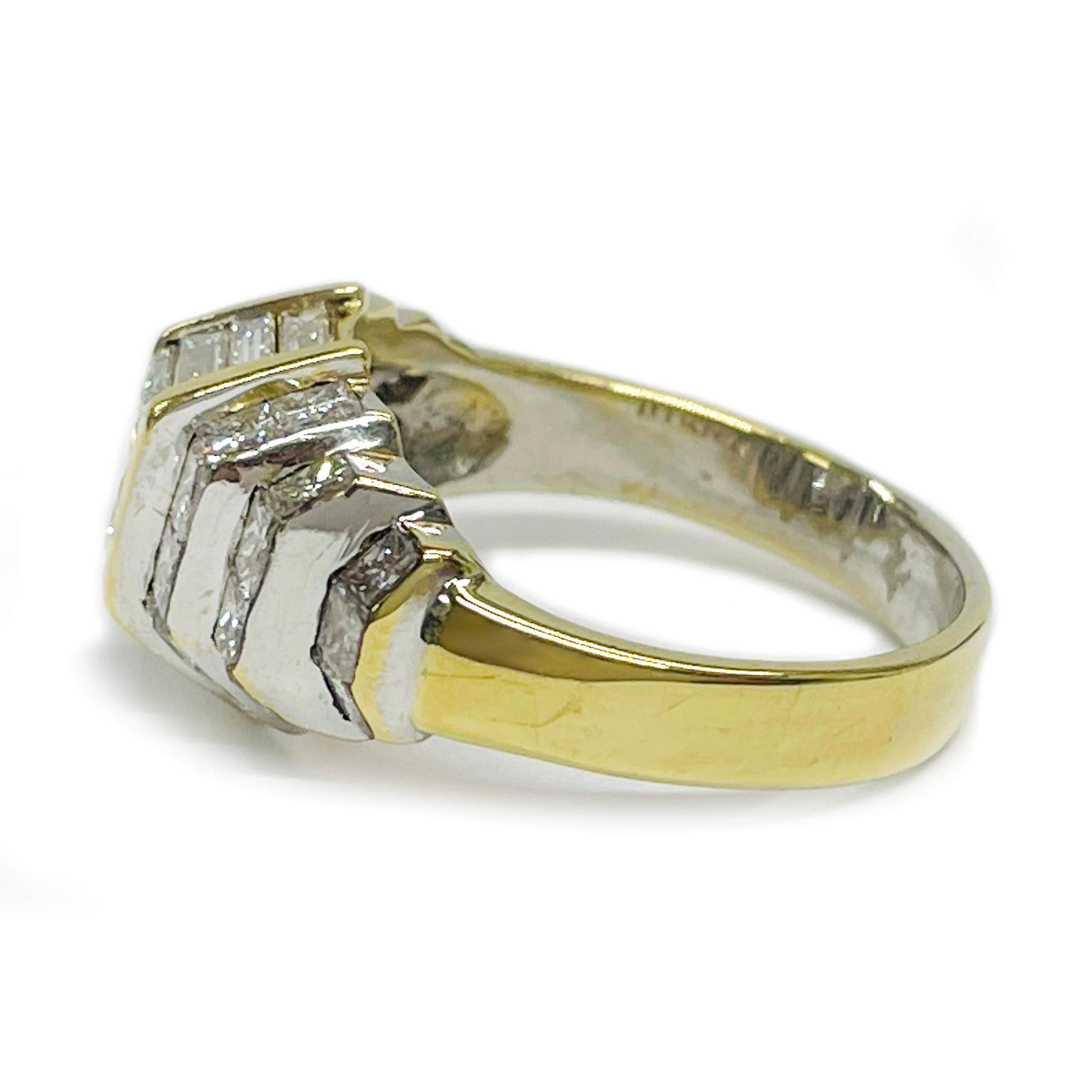 Taille ronde Bague en or jaune à diamants multiples en vente