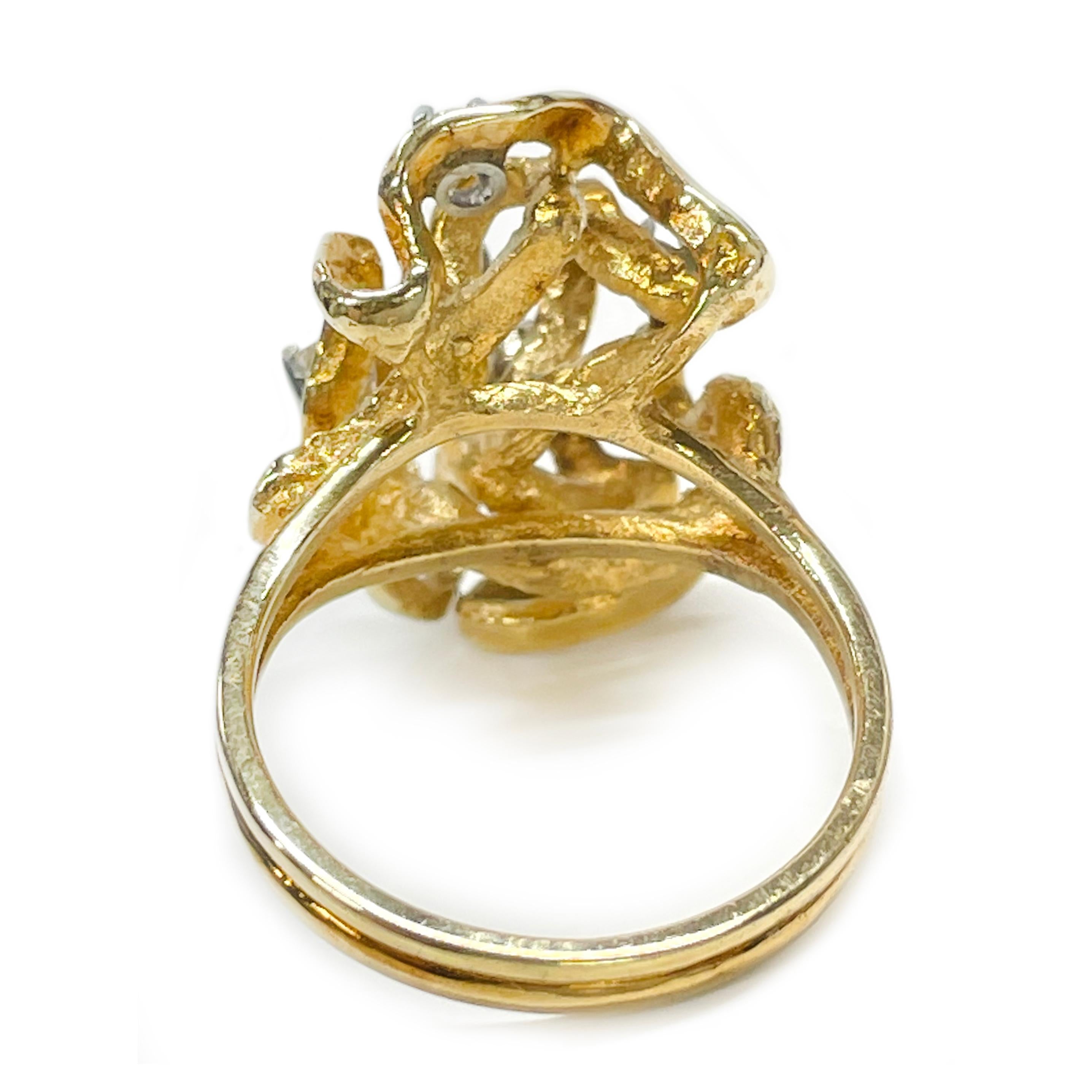 Retro Yellow Gold Multi-Diamond Ring For Sale