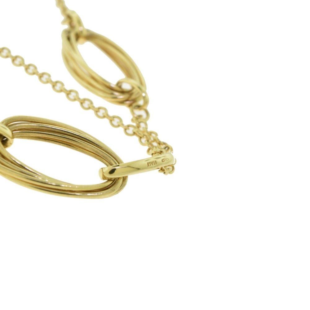 Yellow Gold Multi Falling Overlapping Circles Necklace Pendant In Good Condition For Sale In Miami, FL