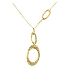 Yellow Gold Multi Falling Overlapping Circles Necklace Pendant