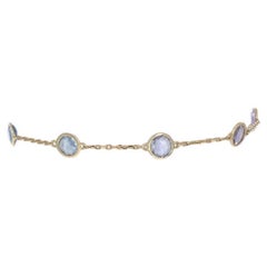 Bracciale Station in oro giallo con zaffiri multicolore da 7" - Catena 18k Rose 3,19ctw