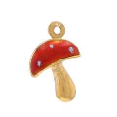 Yellow Gold Mushroom Charm 18k Fungi