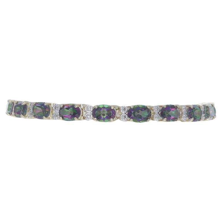 Bracciale in oro giallo Mystic Topaz Diamond Link 7 1/4" - 14k Oval 21.10ctw in vendita