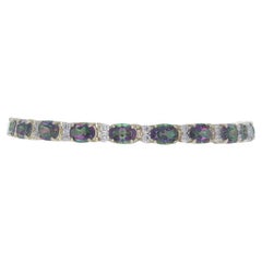 Bracelet en or jaune avec topaze mystique et diamant A Link 7 1/4" - 14k Oval 21.10ctw