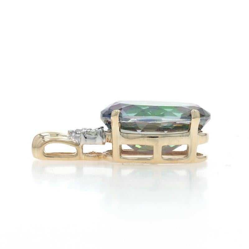 Taille ovale Pendentif or jaune Topaze Mystique Diamant - 10k Oval 8.83ctw en vente