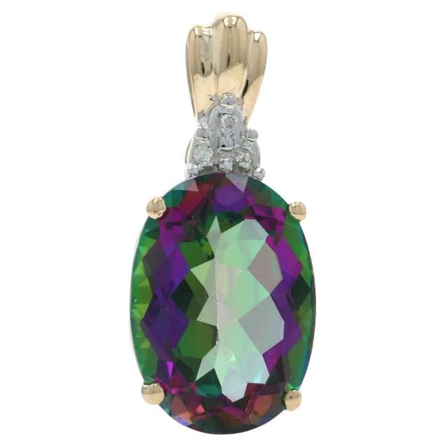 Pendentif or jaune Topaze Mystique Diamant - 10k Oval 8.83ctw en vente