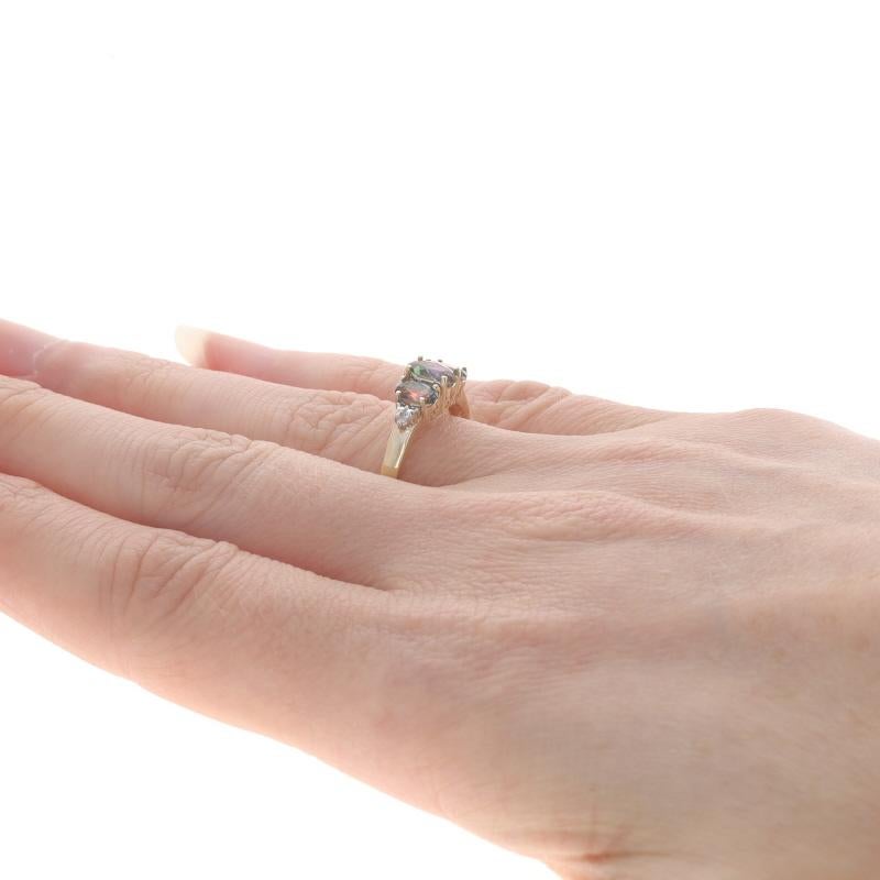Gelbgold Mystic Topas Diamantring - 10k Oval 1,13ctw Dreistein-Diamant Damen