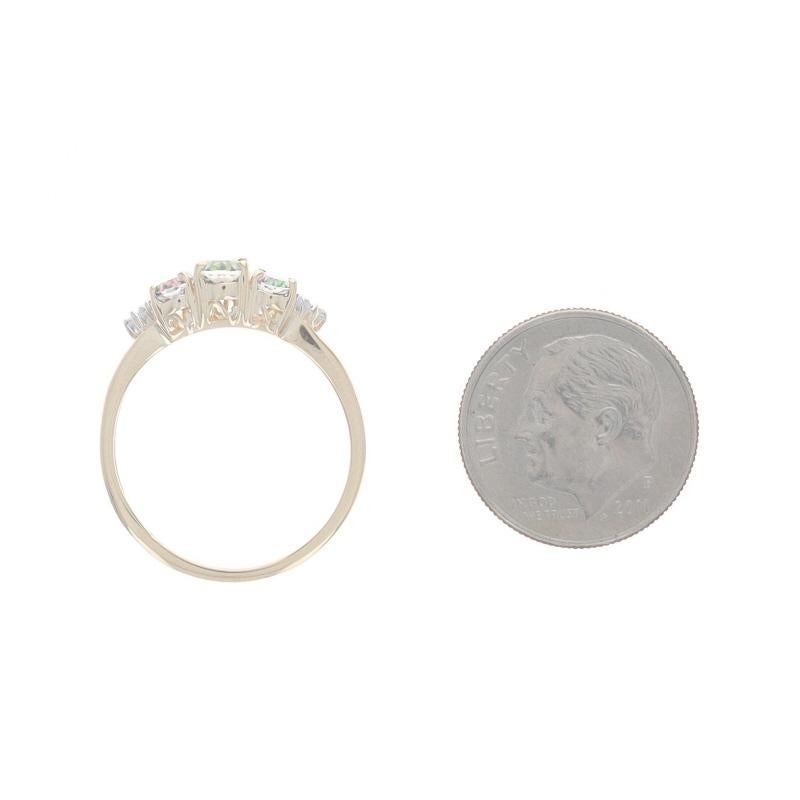Gelbgold Mystic Topas Diamantring - 10k Oval 1,13ctw Dreistein-Diamant 1