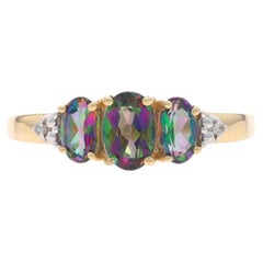 Gelbgold Mystic Topas Diamantring - 10k Oval 1,13ctw Dreistein-Diamant