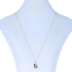 Yellow Gold Mystic Topaz Swirl Pendant Necklace, 14k Oval 1.70ctw Teardrop